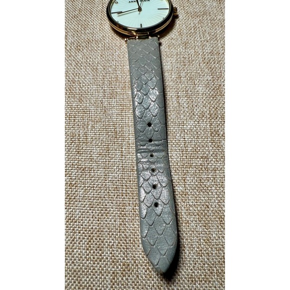Anne Klein‎ Women\'s Gray Faux Snake Embossed Leather Strap Round Face Watch Gold main image 7